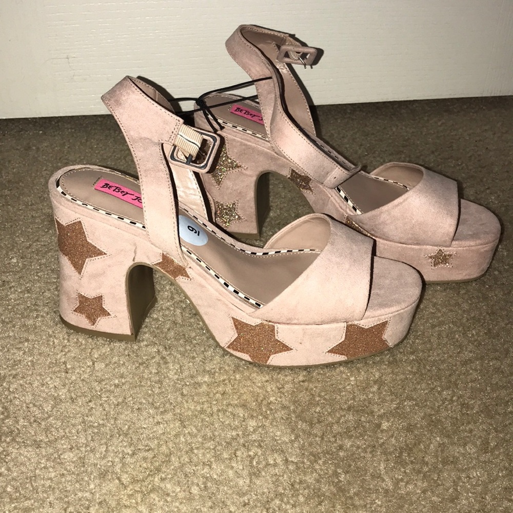 Betsey Johnson Glitter Star Platform Heels